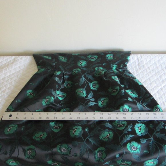 J CREW Jacquard Black w/ Green Floral V-neck Sleeveless Cocktail dress Sz 6 - Picture 14 of 15